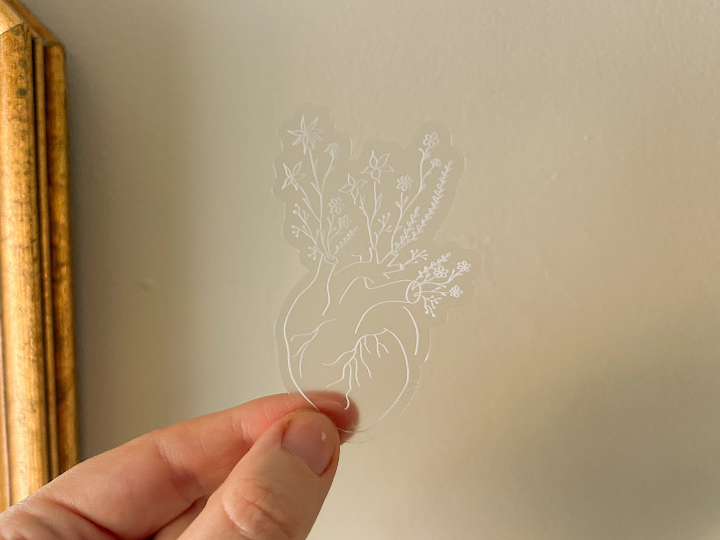 floral anatomical heart sticker