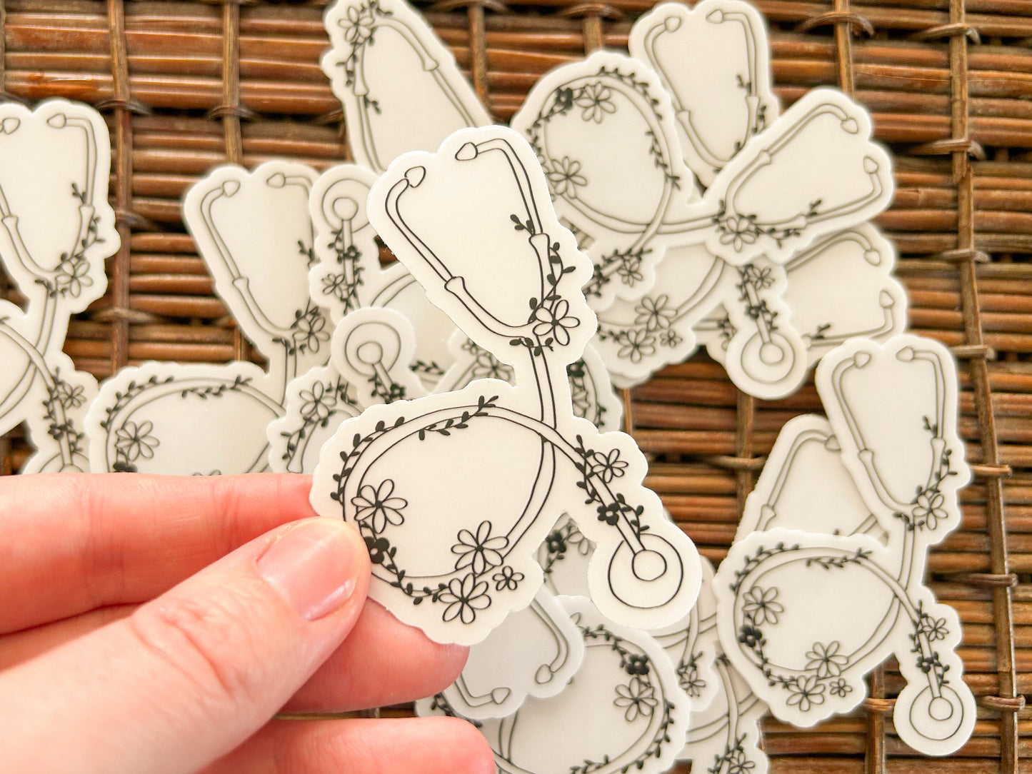 floral stethoscope sticker