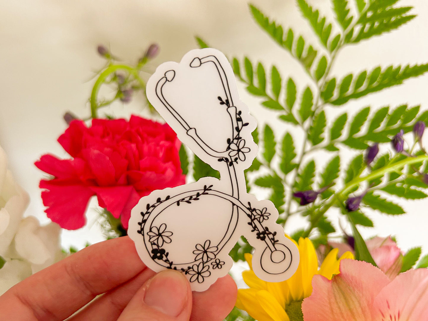 floral stethoscope sticker
