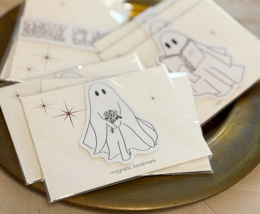 ghost with flowers bookmark