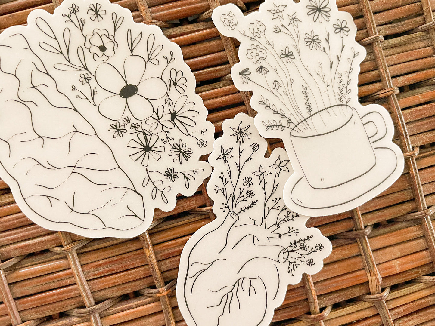 floral brain sticker