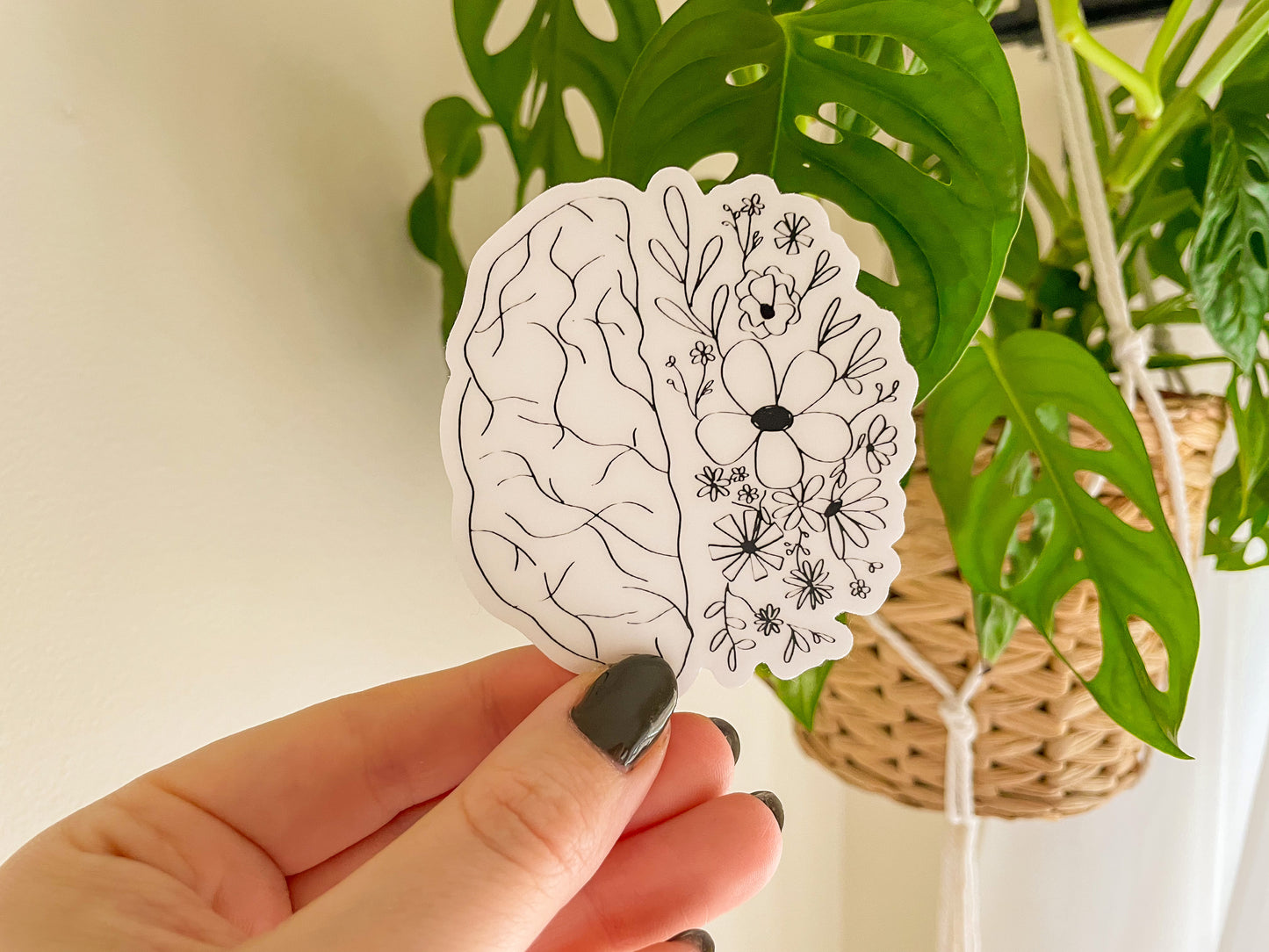 floral brain sticker
