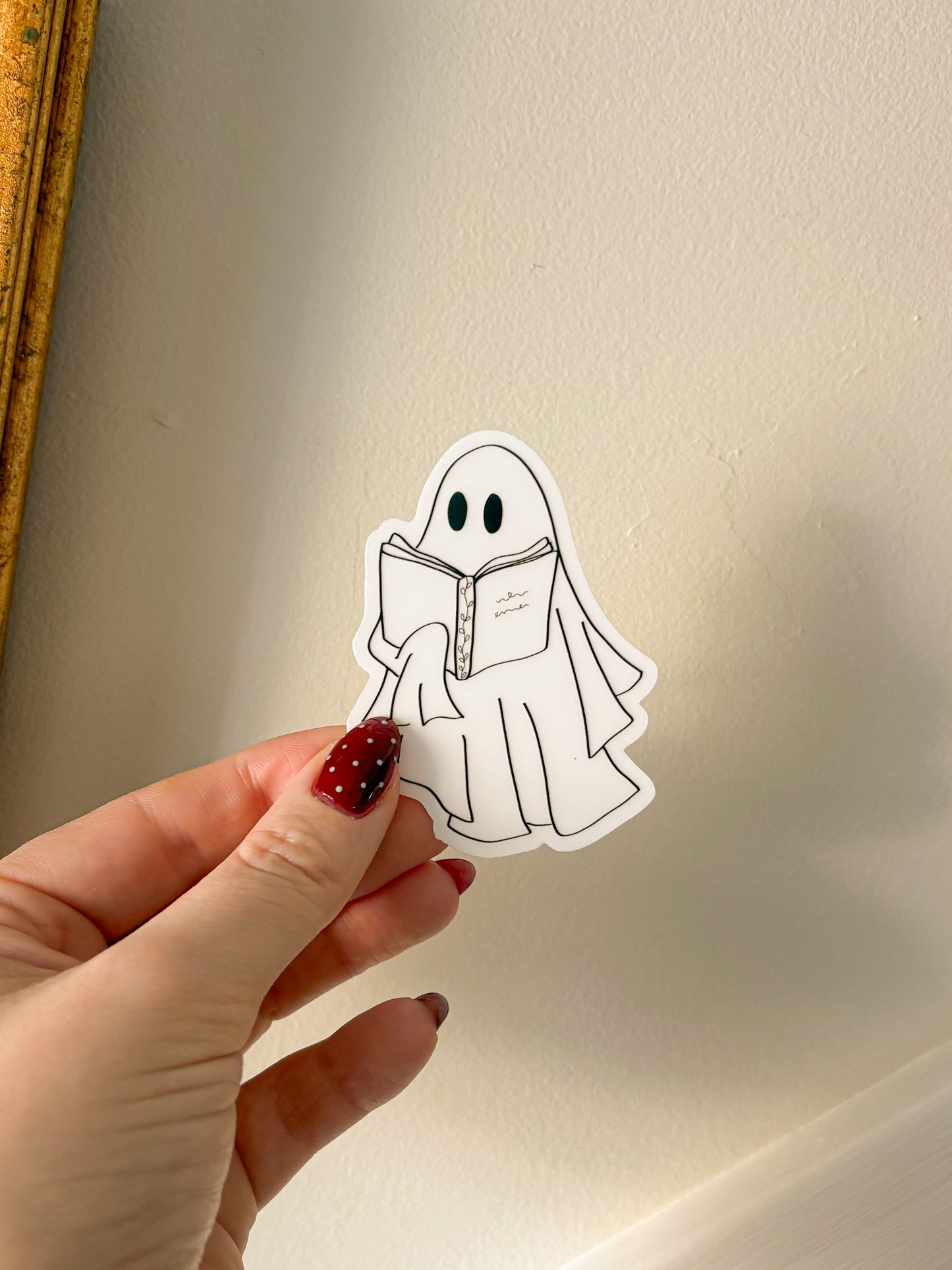 boo-kworm ghost sticker
