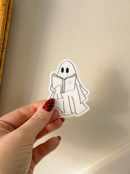 boo-kworm ghost sticker