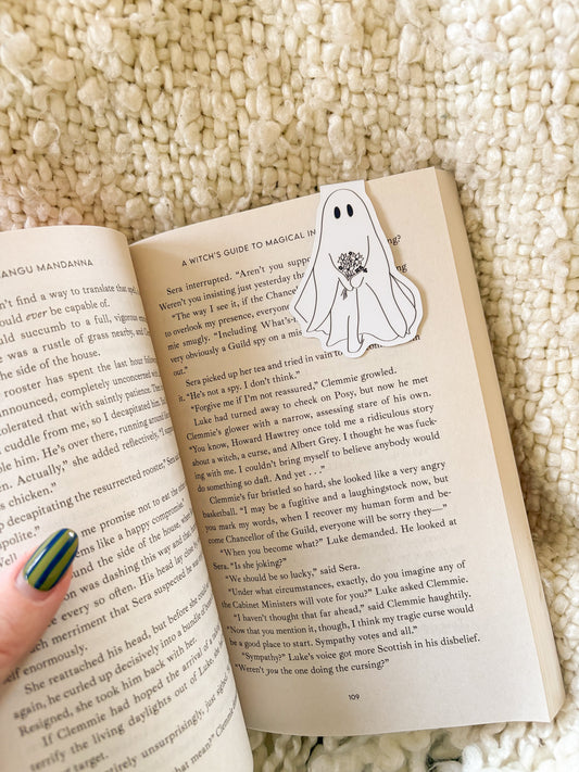 ghost with flowers bookmark