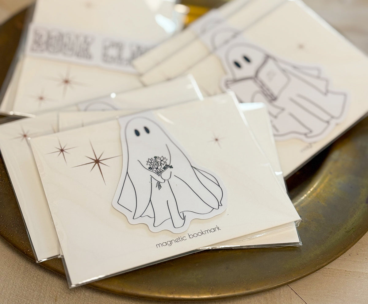 ghost with flowers bookmark