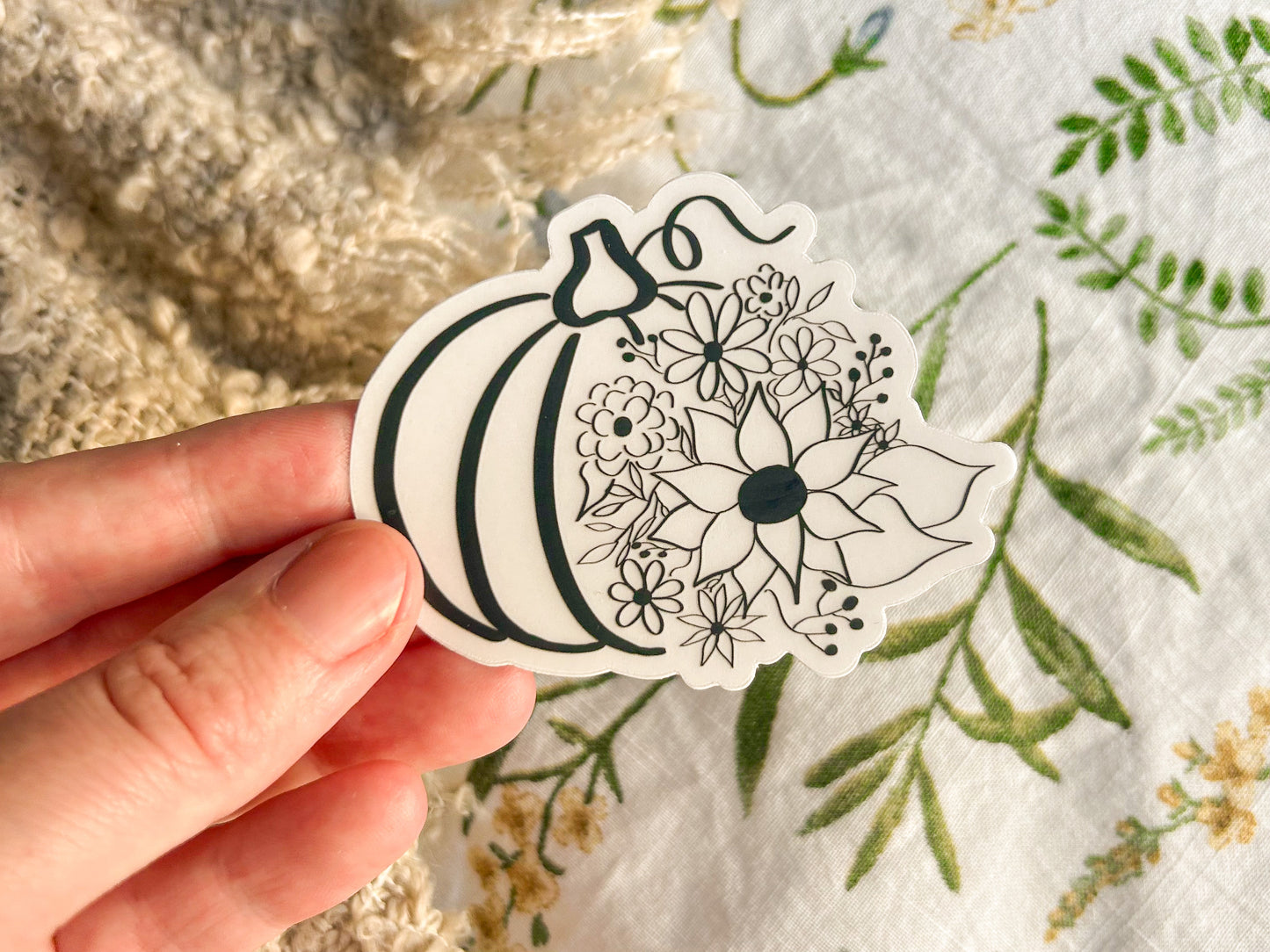 floral pumpkin sticker