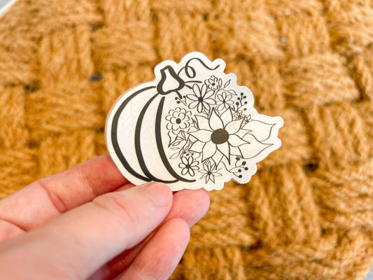 floral pumpkin sticker