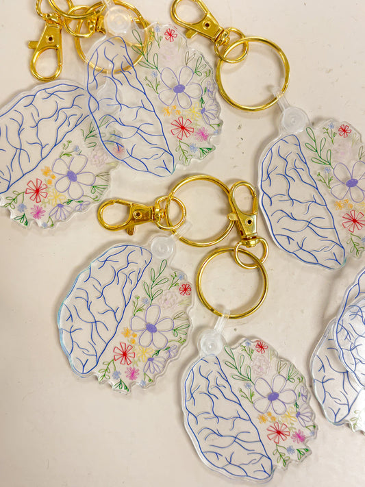 floral brain keychain
