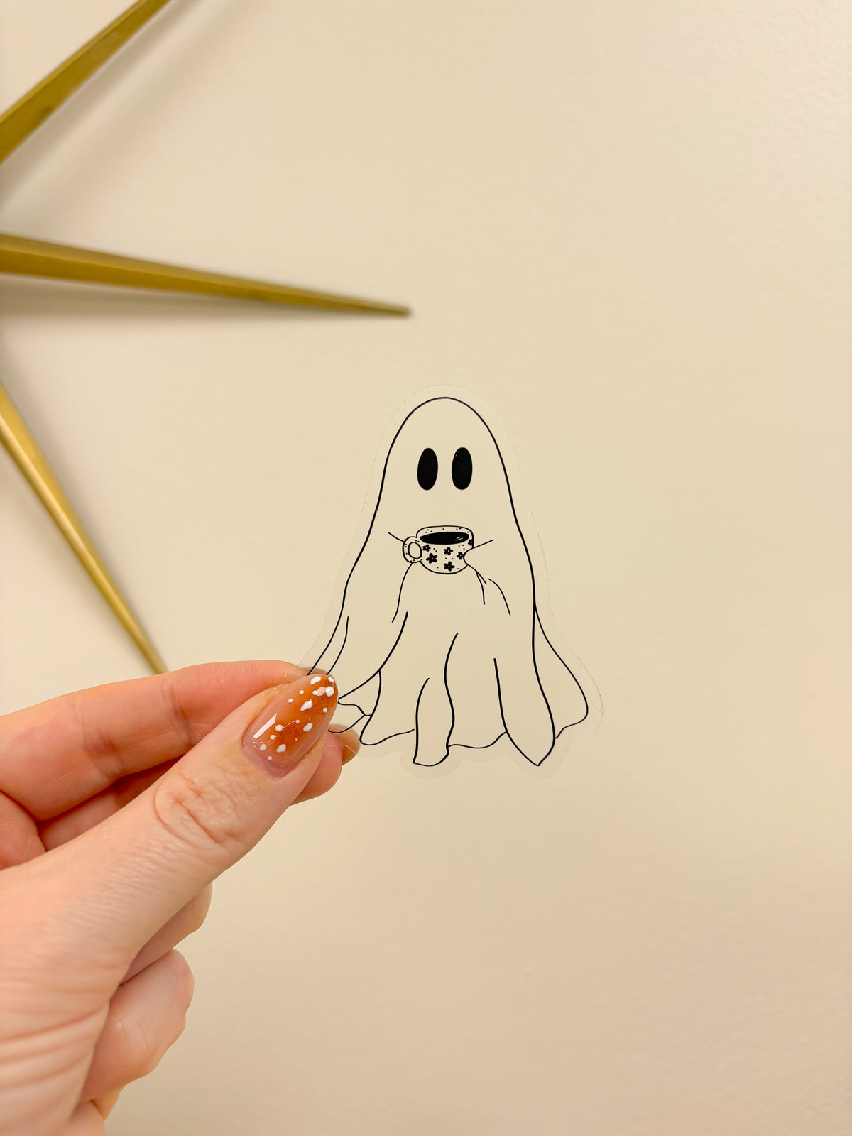 ghost with mug sticker