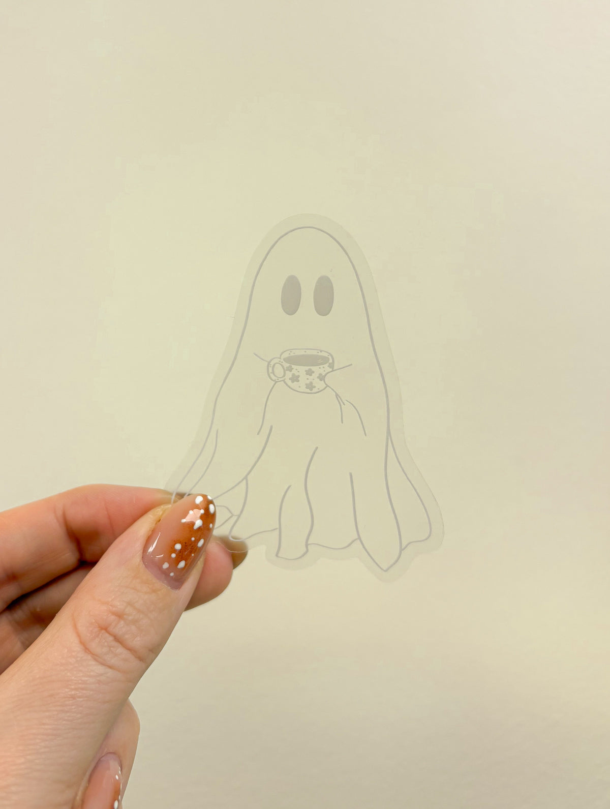 ghost with mug sticker