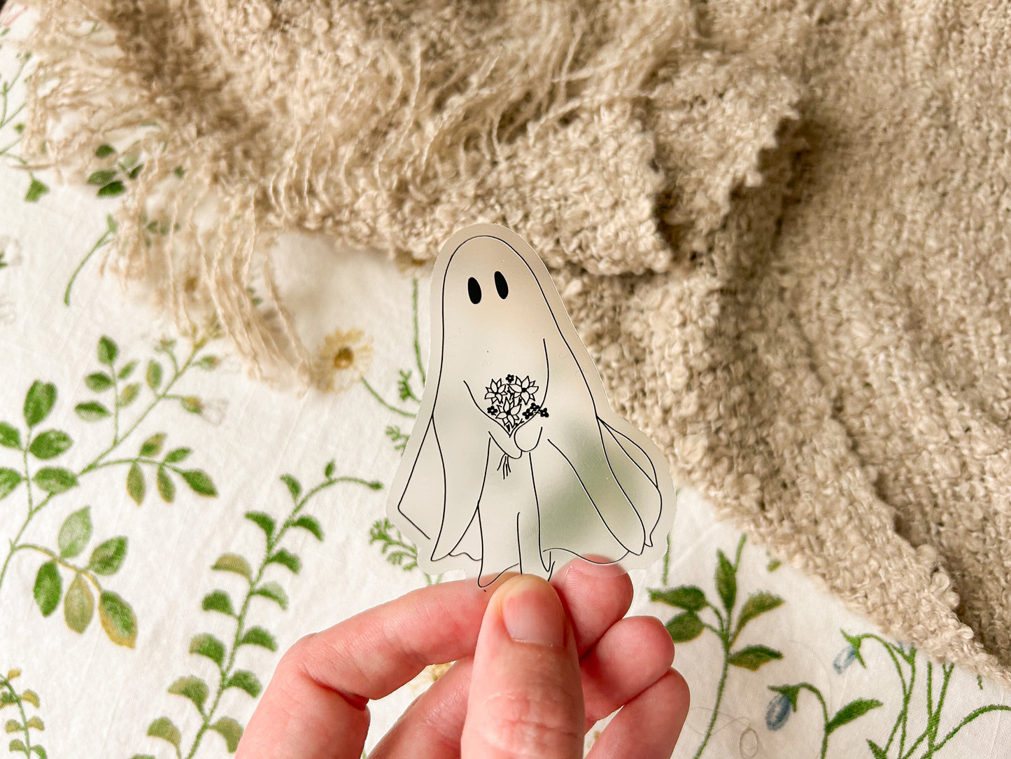 floral ghost sticker