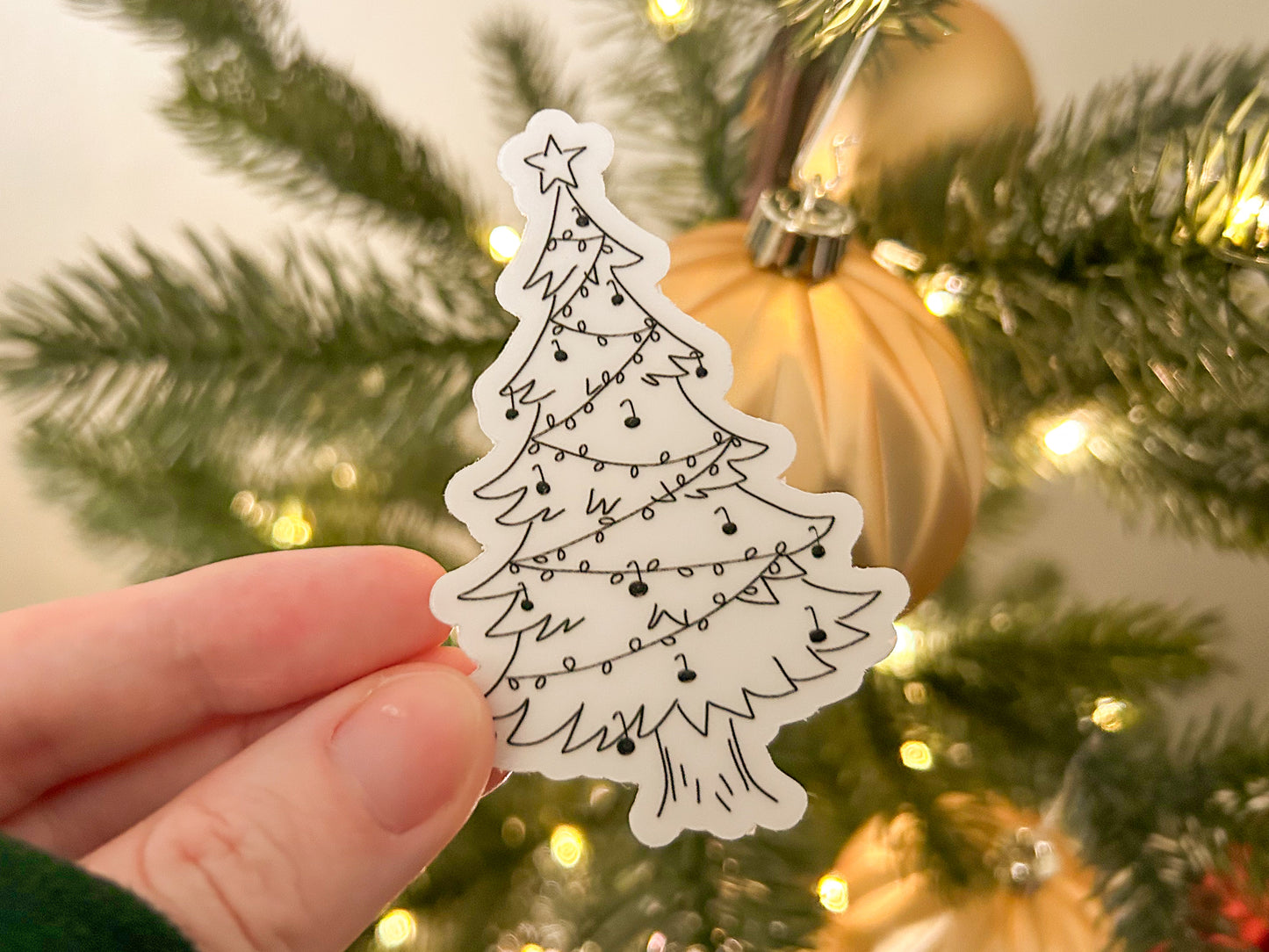 floral christmas tree sticker
