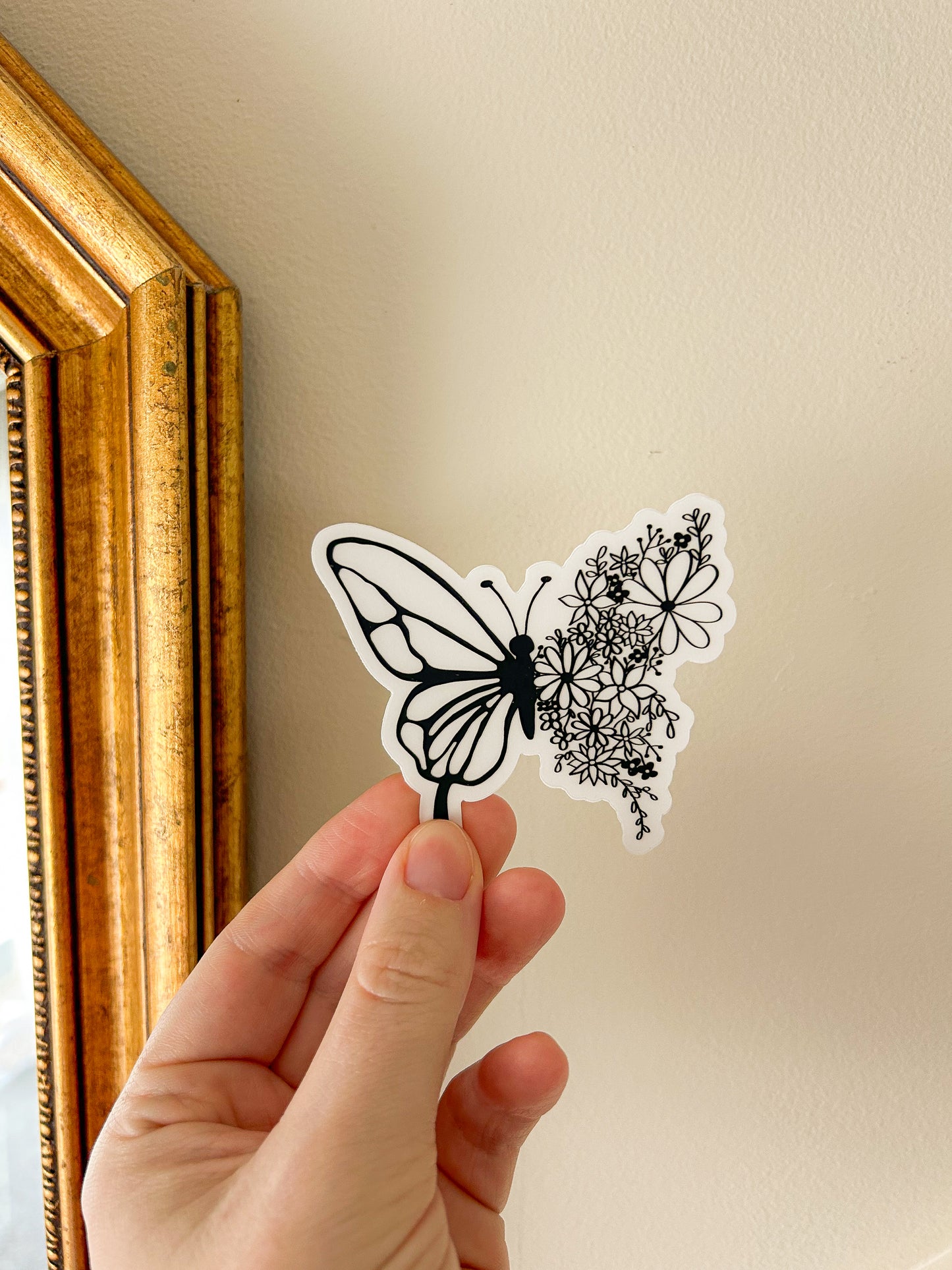 floral butterfly sticker