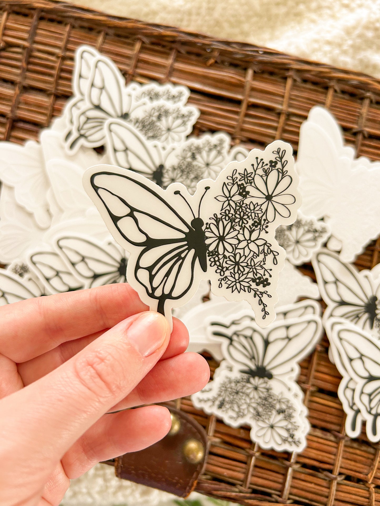 floral butterfly sticker