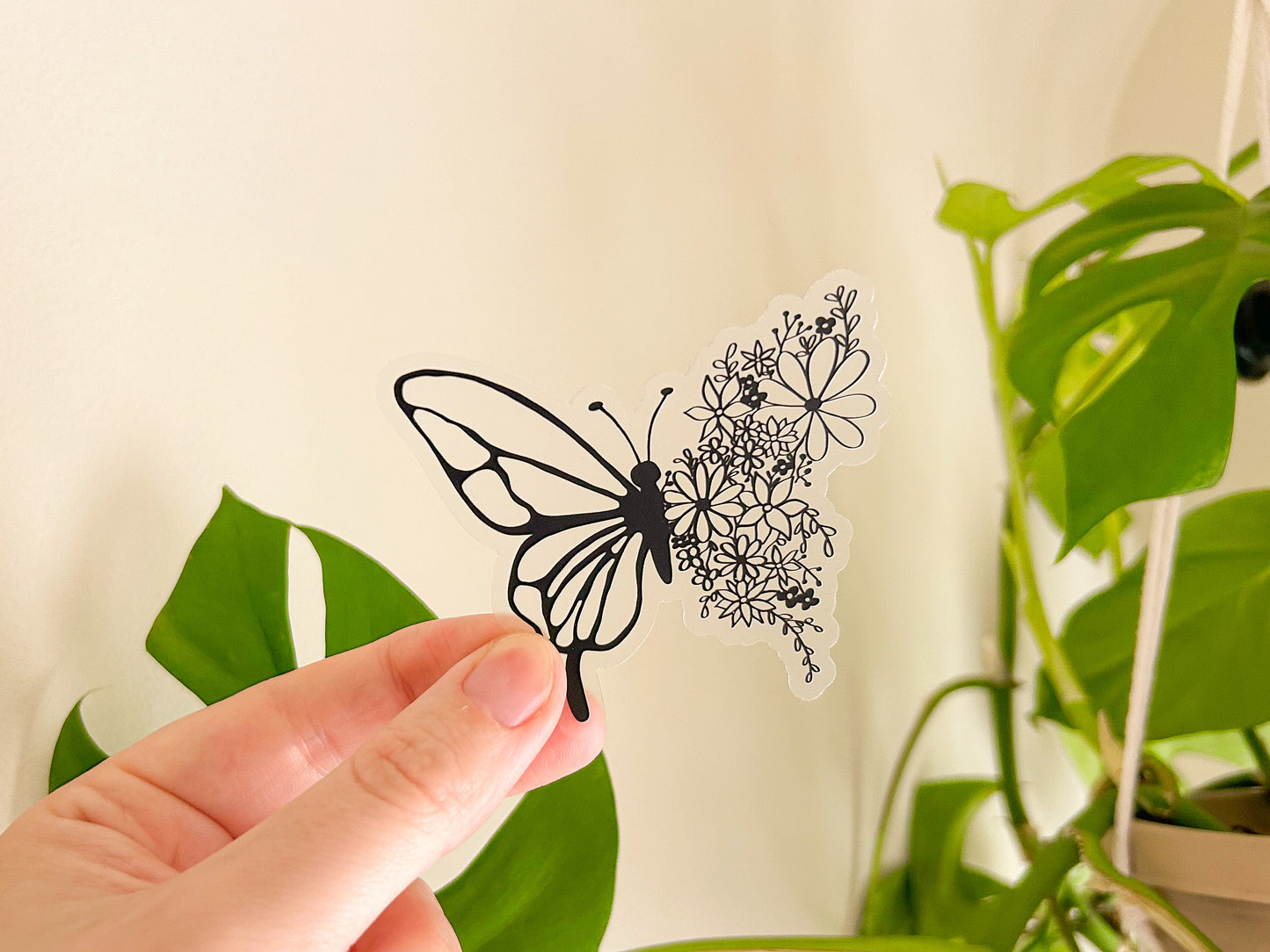 floral butterfly sticker