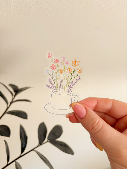 floral cup sticker