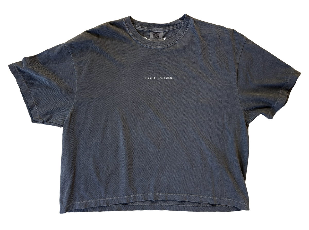 'i can't, i'm booked' book boxy tee