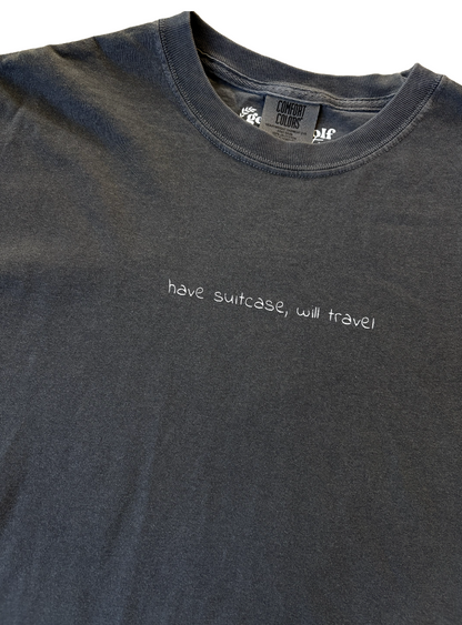 'have suitcase, will travel' suitcase boxy tee