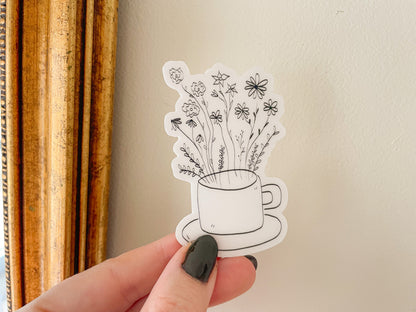 floral cup sticker