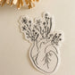 floral anatomical heart sticker