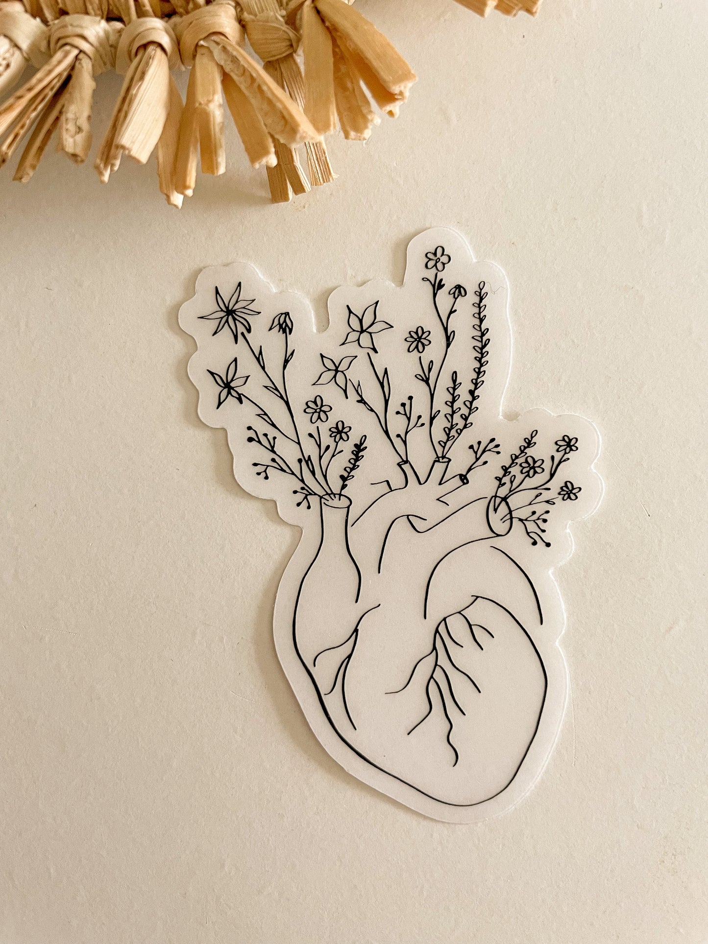 floral anatomical heart sticker