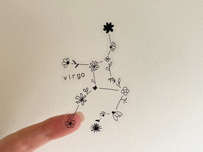 zodiac constellation sticker, black & white